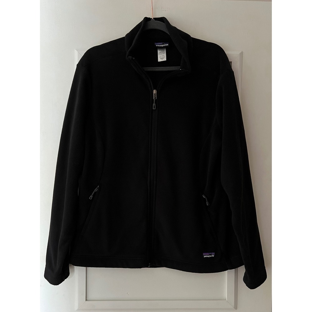 Patagonia Synchilla Fleece Jacket Womens XL Black Full Zip Mock Neck Outdoor
